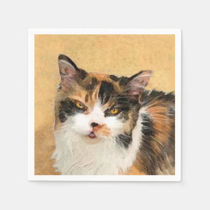 Calico Cat-schildering - Kute Original Cat Art Servet