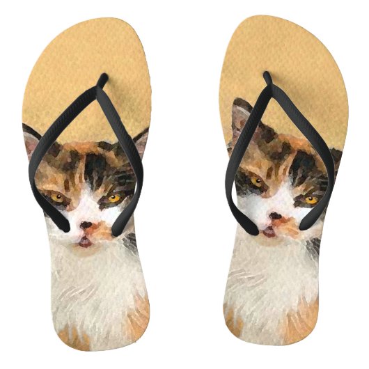 Calico Cat-schildering - Kute Original Cat Art Teenslippers (Voetbed)