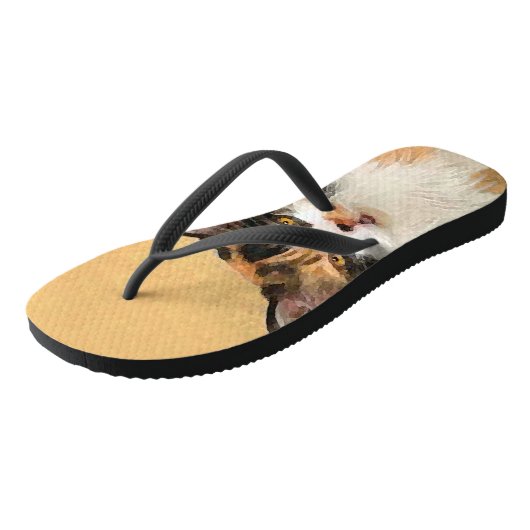 Calico Cat-schildering - Kute Original Cat Art Teenslippers (Schuin)