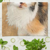 Calico Cat-schildering - Kute Original Cat Art Theedoek (Gevouwen)