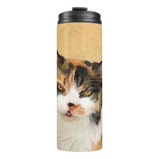 Calico Cat-schildering - Kute Original Cat Art Thermosbeker (Voorkant)