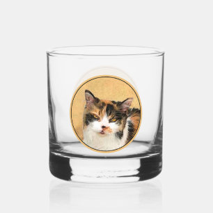 Calico Cat-schildering - Kute Original Cat Art Whisky Glas