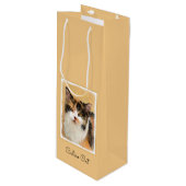 Calico Cat-schildering - Kute Original Cat Art Wijn Cadeautas (Voorkant Gekanteld)
