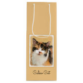 Calico Cat-schildering - Kute Original Cat Art Wijn Cadeautas (Voorkant)