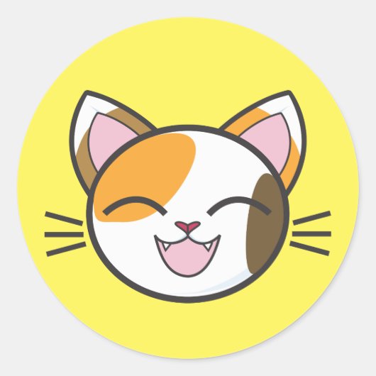 CALICO CAT-STICKERS RONDE STICKER (Voorkant)