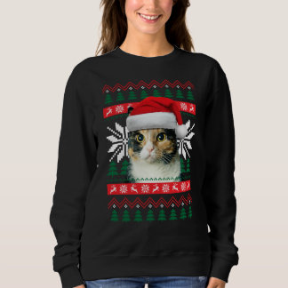 Calico Cat Ugly kerstSweater Style Santa Hat Trui