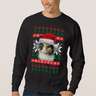 Calico Cat Ugly kerstSweater Style Santa Hat Trui