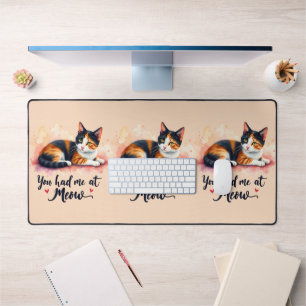 Calico Cat You Had Me bij Meow Waterverf Bureaumat
