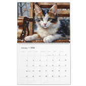 Calico Cats Aquarelle Art 12-Mois Calendrier 2025 (Jan 2026)
