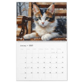 Calico Cats Aquarelle Art 12-Mois Calendrier 2025 (Jan 2027)
