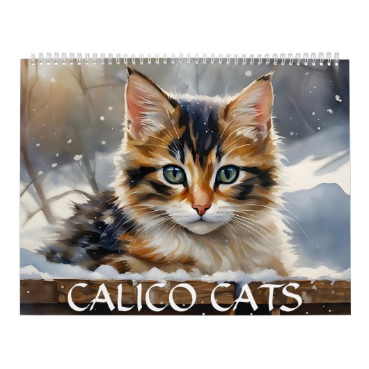 Calico Cats Waterverf Art 12-Maand 2025 Kalender (Hoes)