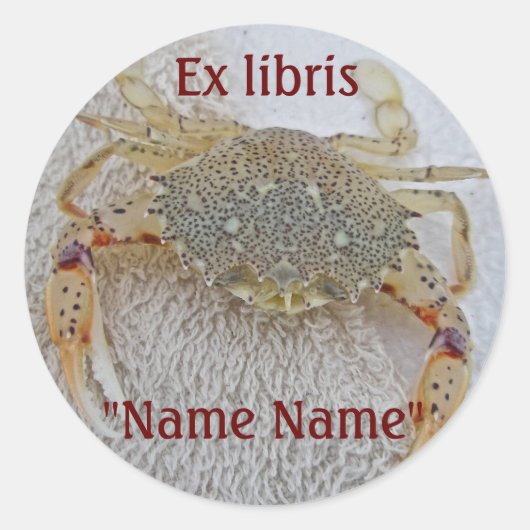 Calico Crab Ex libris Boek Sticker voor het aanpas (Voorkant)