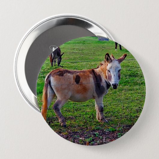 Calico Donkey Ronde Button 4,0 Cm (Voorkant /achterkant)