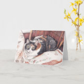 Calico Kat Art Wenskaart Kaart (Gele Bloem)