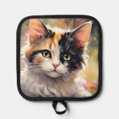 Calico Kat en Vlinders in de voorjaarstuin Pannenlap (Voorkant)