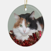 Calico kat Kerstmis Keramisch Ornament (Links)
