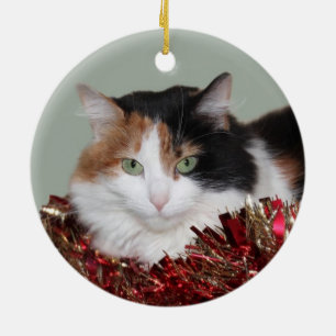 Calico kat Kerstmis Keramisch Ornament