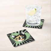 Calico kat liefde vierkante kartonnen onderzetter (Insitu)