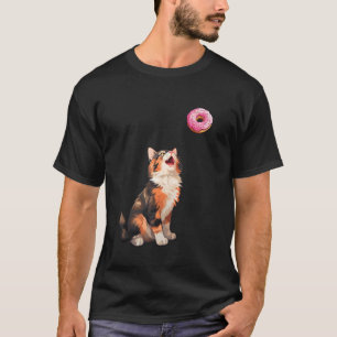 Calico kat staren naar Donut, grappige Calico kat T-shirt