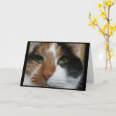 Calico kat Wenskaart Kaart (Gele Bloem)