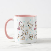 Calico Katten 11 oz. Roze, witte keramische Mok