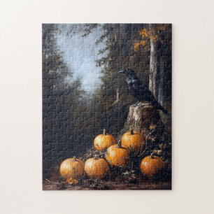 Calico Kitten zit tussen de herfstbladeren Legpuzzel