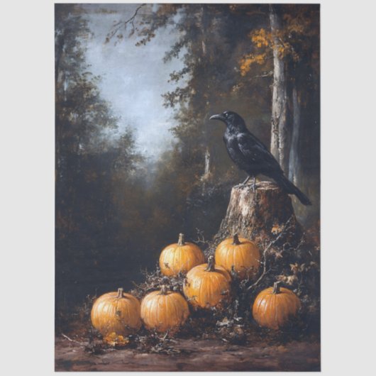 Calico Kitten Zittend Tussen Herfstbladeren Decoup Tissuepapier (Voorkant)