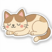 Calico Patch Cat – Cute Sleeping Kitty Sticker (Voorkant)