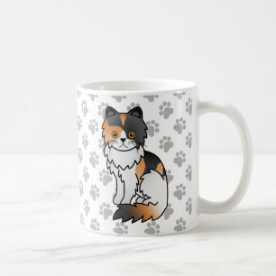 Calico Persian Cute Cartoon Cat Illustration Koffiemok
