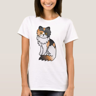 Calico Persian Cute Cartoon Cat Illustration T-shirt