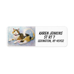 CALICO TORIE CAT RETURN ADRES ETIKETTERS ETIKET