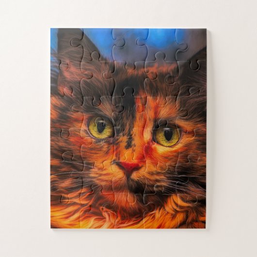 CALICO TORTIE CHAT JIGSAW PUZZLE (Vertical)