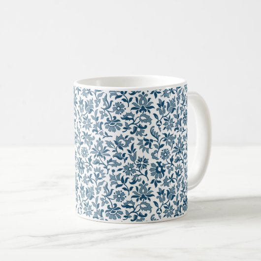 Calico victorien 2, Mug de café bleu (Devant droit)