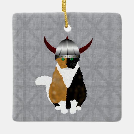 Calico Viking Cat Ornament (Voorkant)