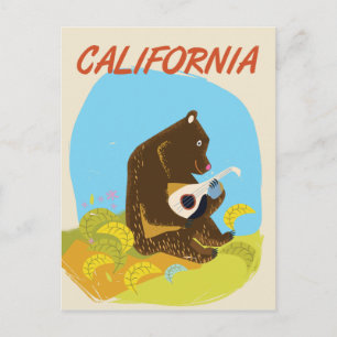 Californai Bear vintage cartoonaffiches voor reize Briefkaart