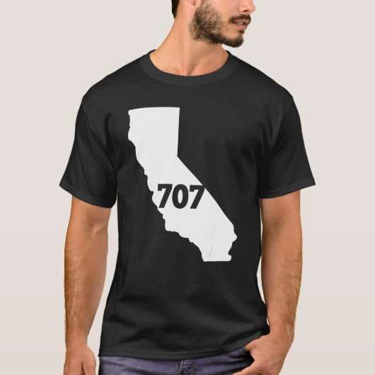 California 707 Area Code T-shirt (Voorkant)