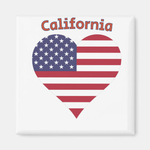 California American Flag Heart Magneet