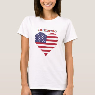 California American Flag Heart T-shirt