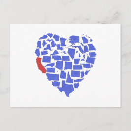 California American States Heart Mosaic Blue Cali Briefkaart