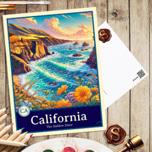 California Anime Style Cel Shaded Briefkaart