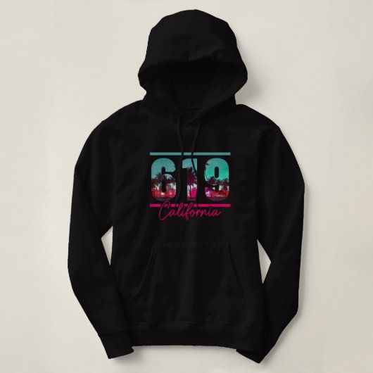 California Area Code 619 San Diego  Retro Hoodie (Design voorkant)