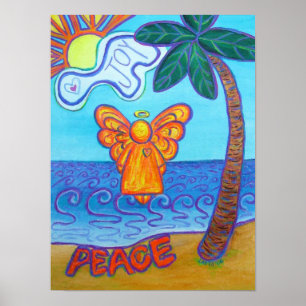 California Beach Angel Art Poster