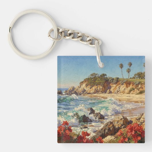  California Beach | Impressionist Coastal Art Sleutelhanger (voorkant)