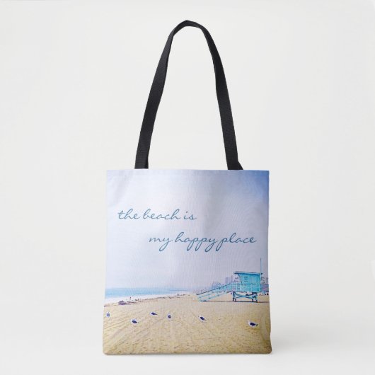 California Beach is Mijn Happy Place Quote Script Tote Bag (Voorkant)