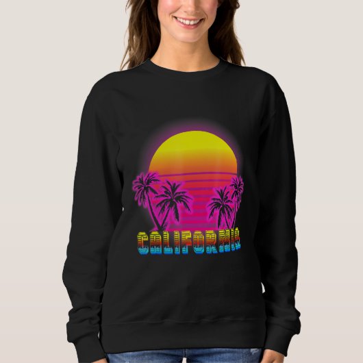 California Beach Life Electro Retro Sunset Love Ca Trui (Voorkant)