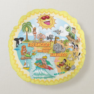 California Beach Life Pillow Rond Kussen