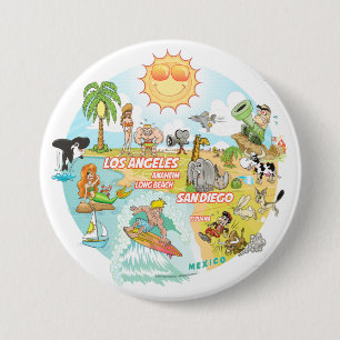 California Beach Life Ronde Button 7,6 Cm