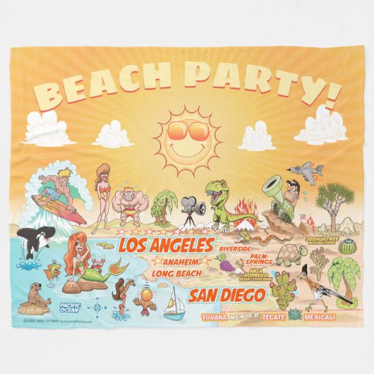 California Beach Party Fleece Blanket Deken (Voorkant (Horizontaal))
