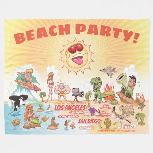 California Beach Party Fleece Deken (Voorkant (Horizontaal))