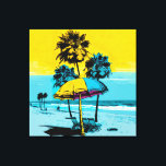 California Beach Pop Art Canvas<br><div class="desc">Découvrez le plaisir et la vitalité d'une plage californienne avec notre superbe peinture pop art sur toile. Avec ses couleurs vives et audacieuses dans les tons bleu et jaune, cette pièce accrocheuse capte l'essence de la plage avec ses parasols ludiques et ses palmiers balançoires. Accrochez-le dans votre salon, votre chambre...</div>